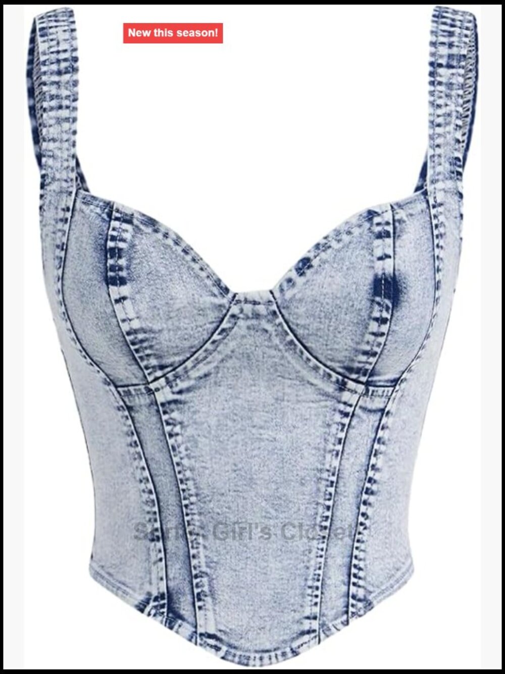 Women's Denim Jean Corset Bustier Tank Top Vest Sleeveless High Stretch Zipper